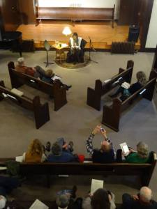 A respectable crowd gathered for the reading.