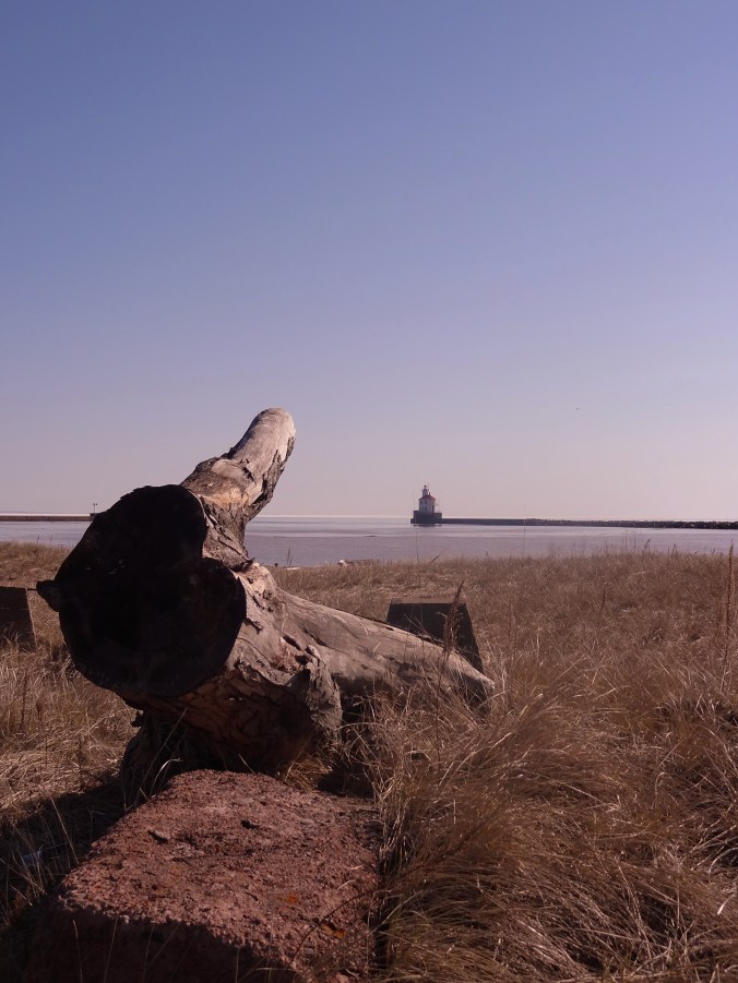 Wisconsin Point Lighthouse and log
