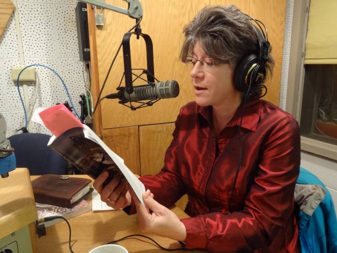 In the sound studio at KUMD Radio.