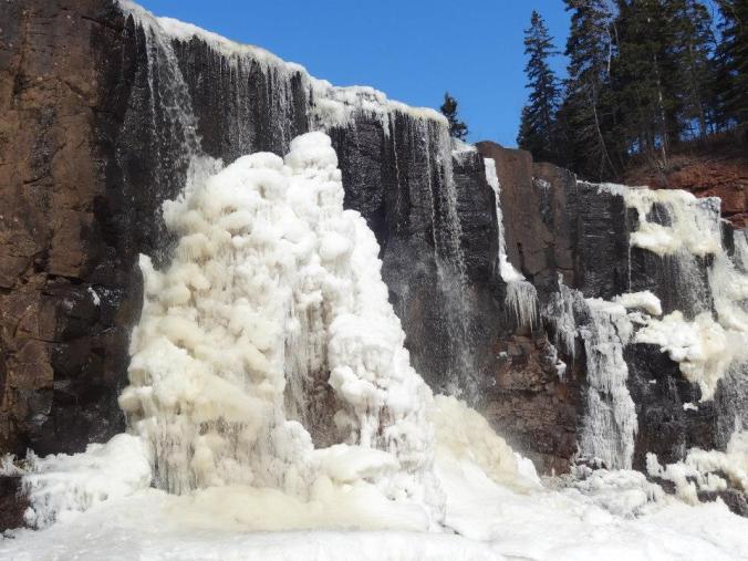 A frozen/melting waterfall in Gooseberry Falls State Park.